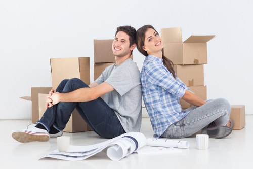 House move preparation in Bow with labeled boxes and moving supplies
