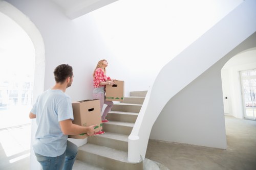 Moving van and boxes for Bow home removals